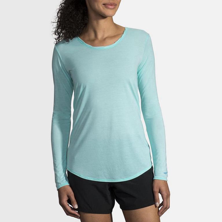 Brooks Distance Mujer Camisetas Manga Larga - Azules (9273UFTJK)